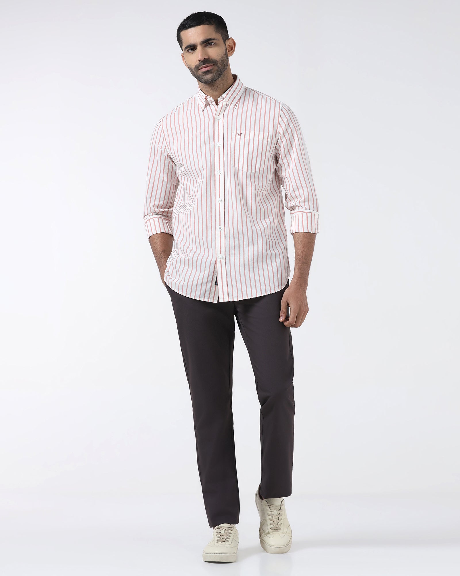 Coral Linen Stripe Shirt - Marzel