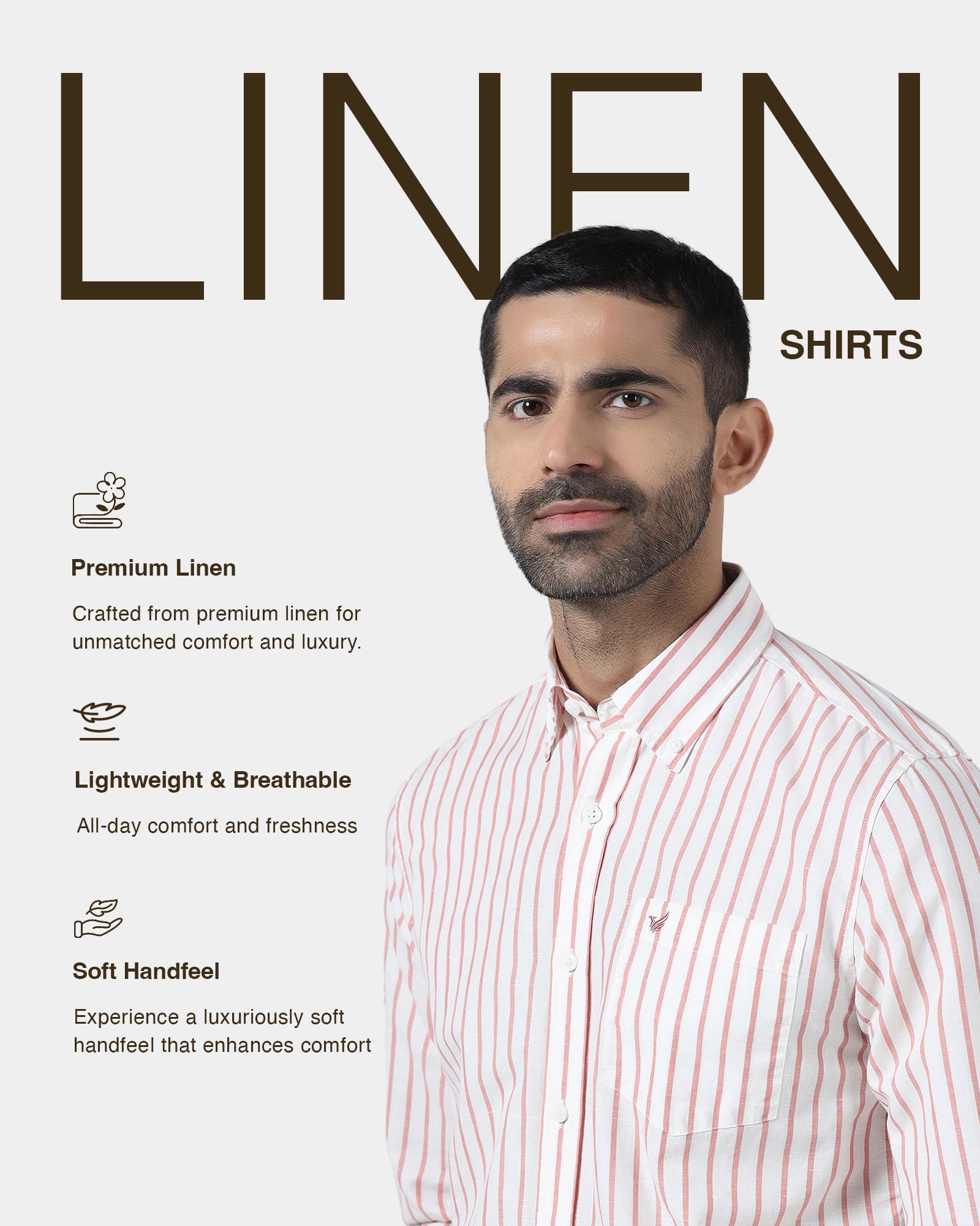 Coral Linen Stripe Shirt - Marzel