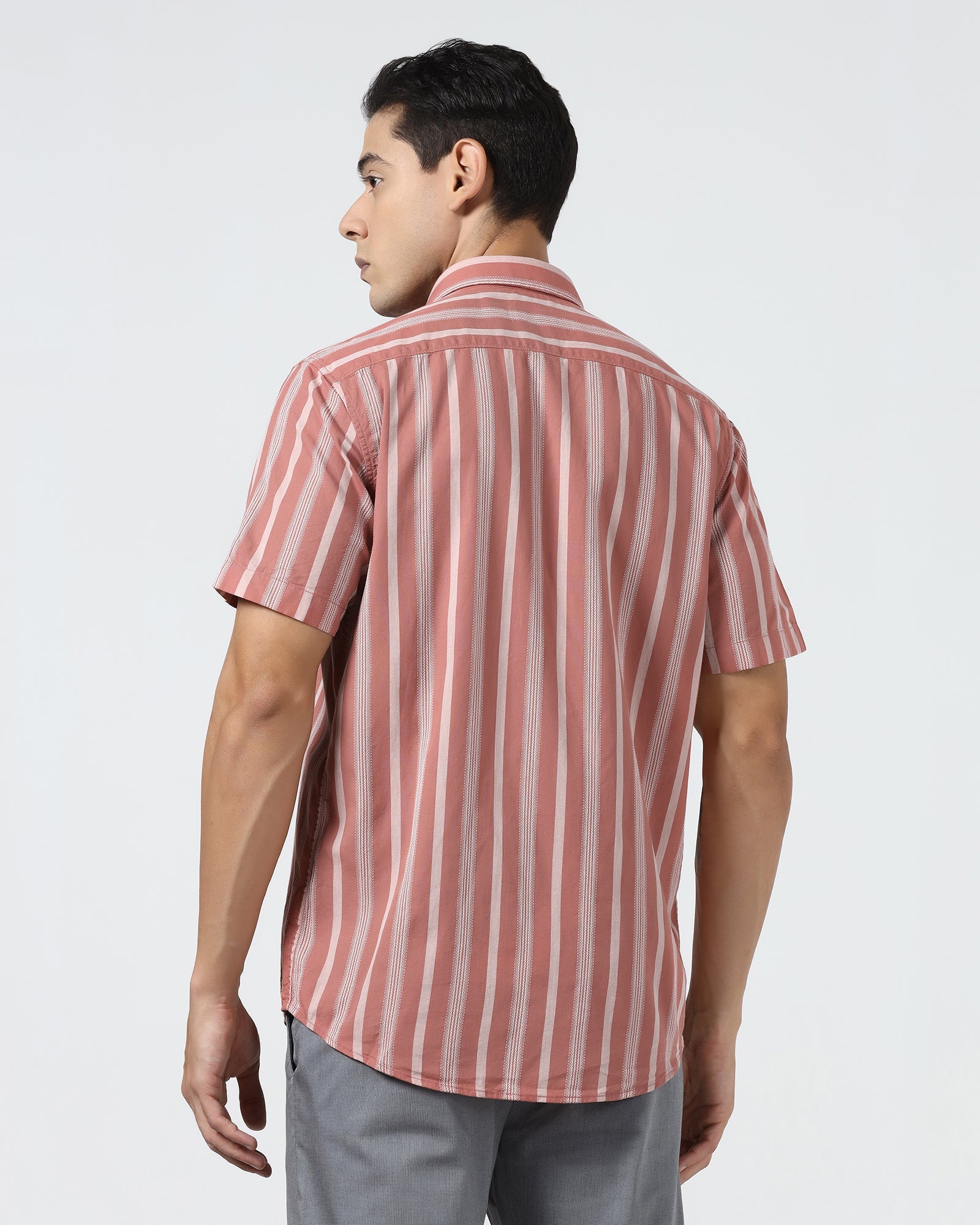 Coral Half Sleeve Stripe Shirt - Mantus