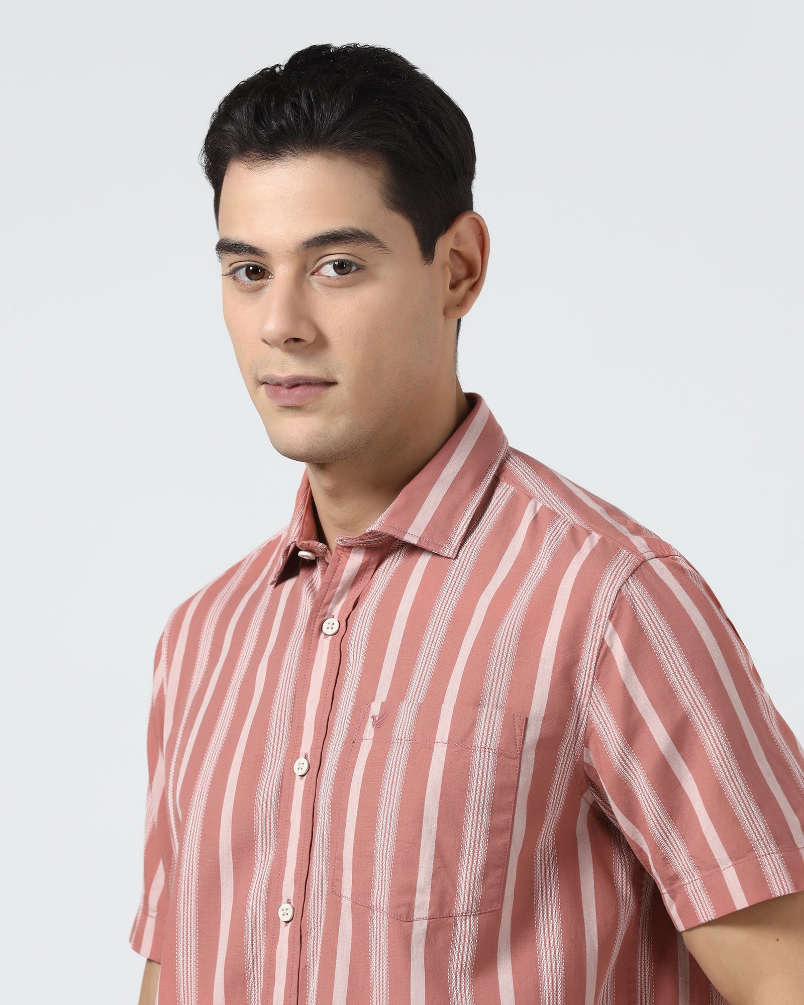 Coral Half Sleeve Stripe Shirt - Mantus