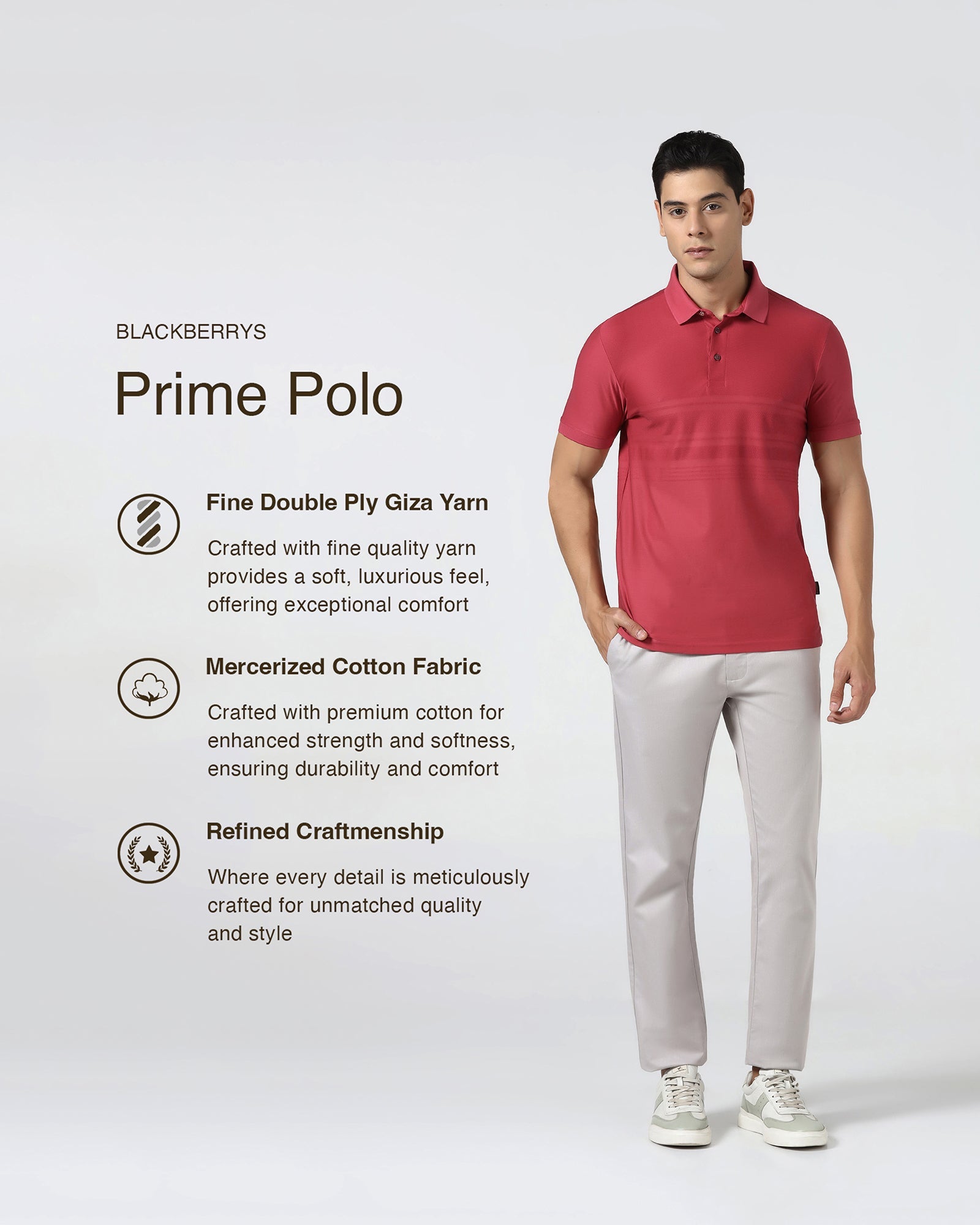 Coral Textured Polo - Peek