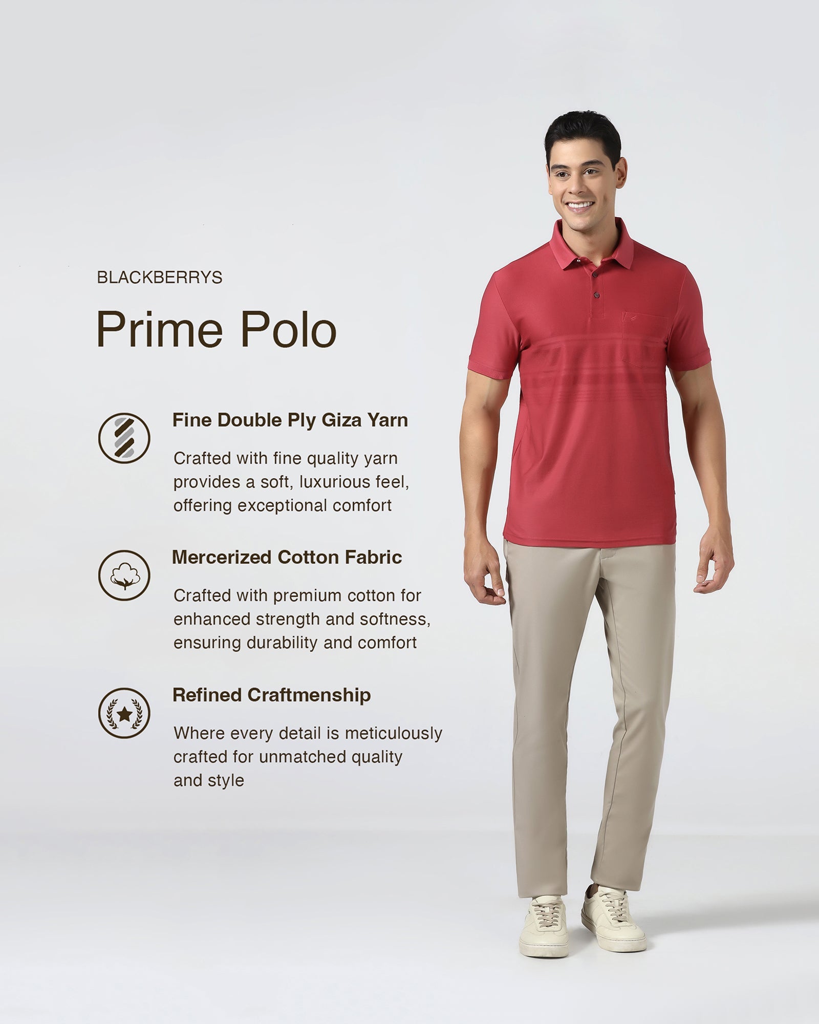 Coral Textured Polo - Peek