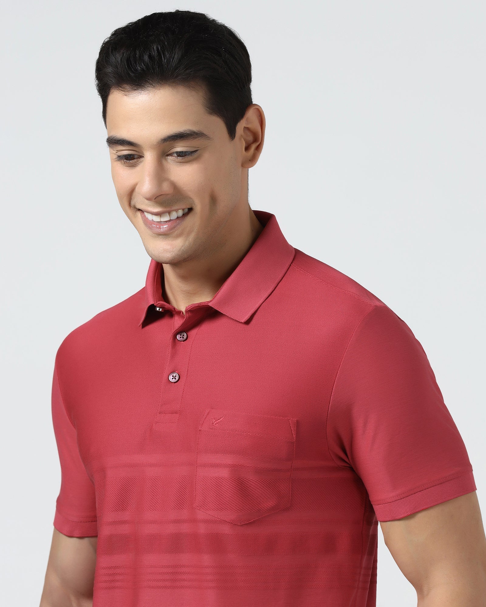 Coral Textured Polo - Peek