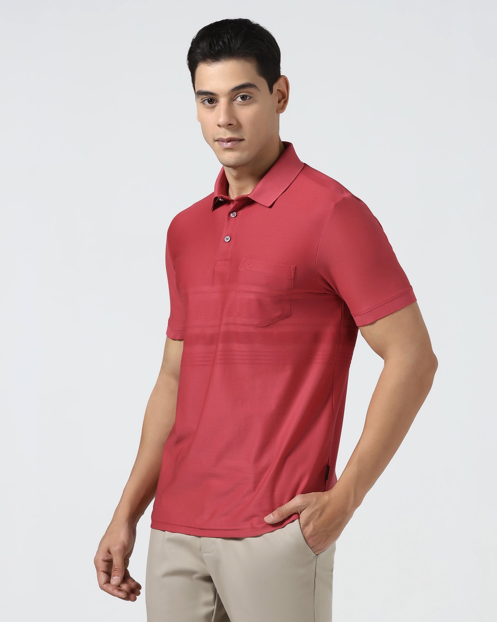 Coral Textured Polo - Peek