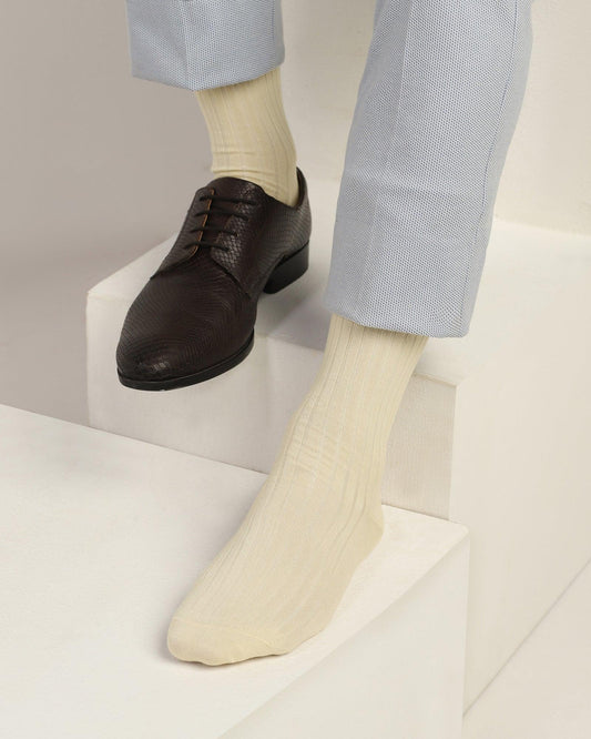 Cotton Beige Knitted Socks - Thai