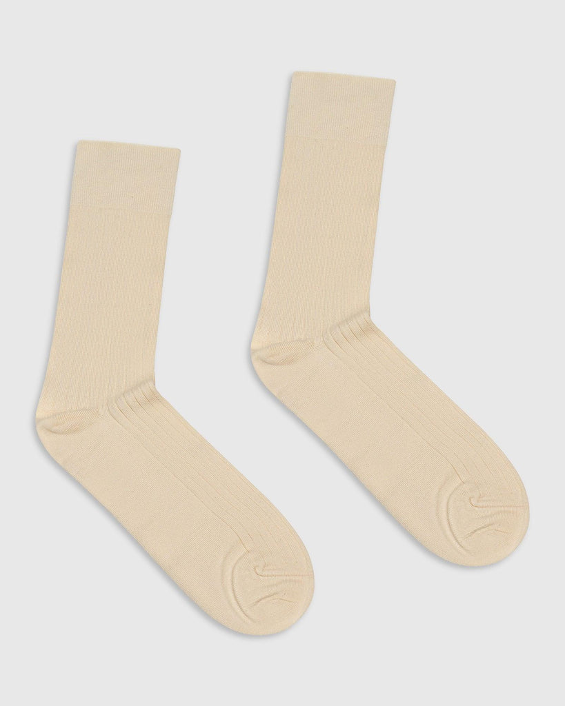 Cotton Beige Printed Socks - Thai