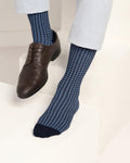 Cotton Blue Knitted Socks - Tesla