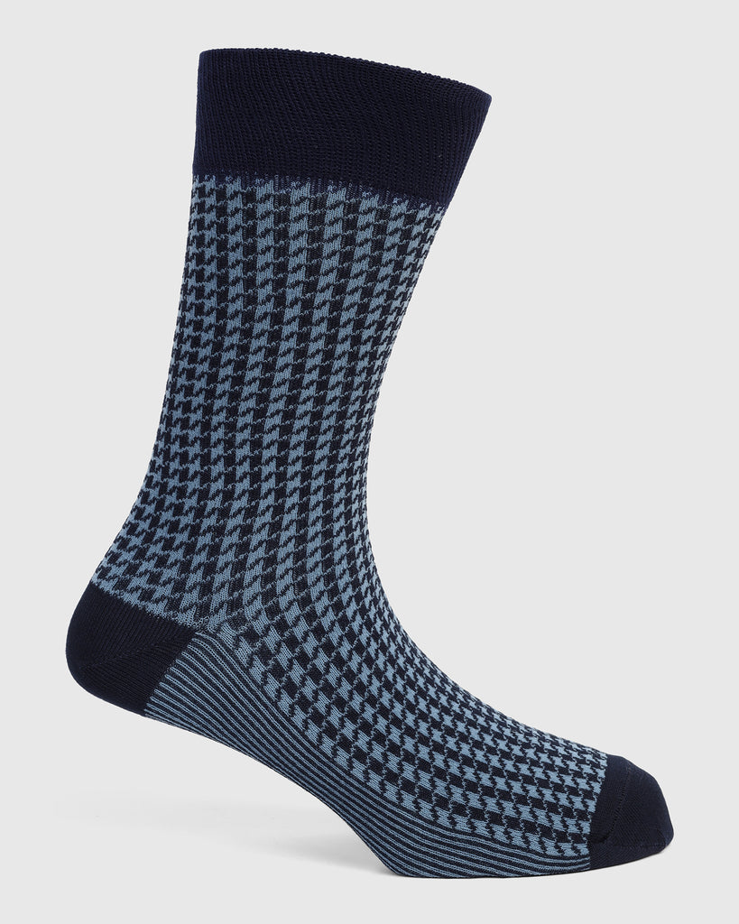 Cotton Blue Printed Socks - Tesla