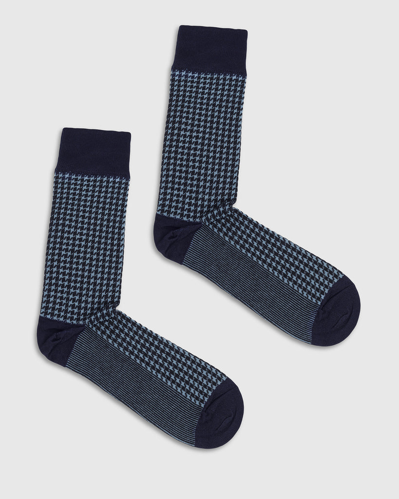 Cotton Blue Printed Socks - Tesla