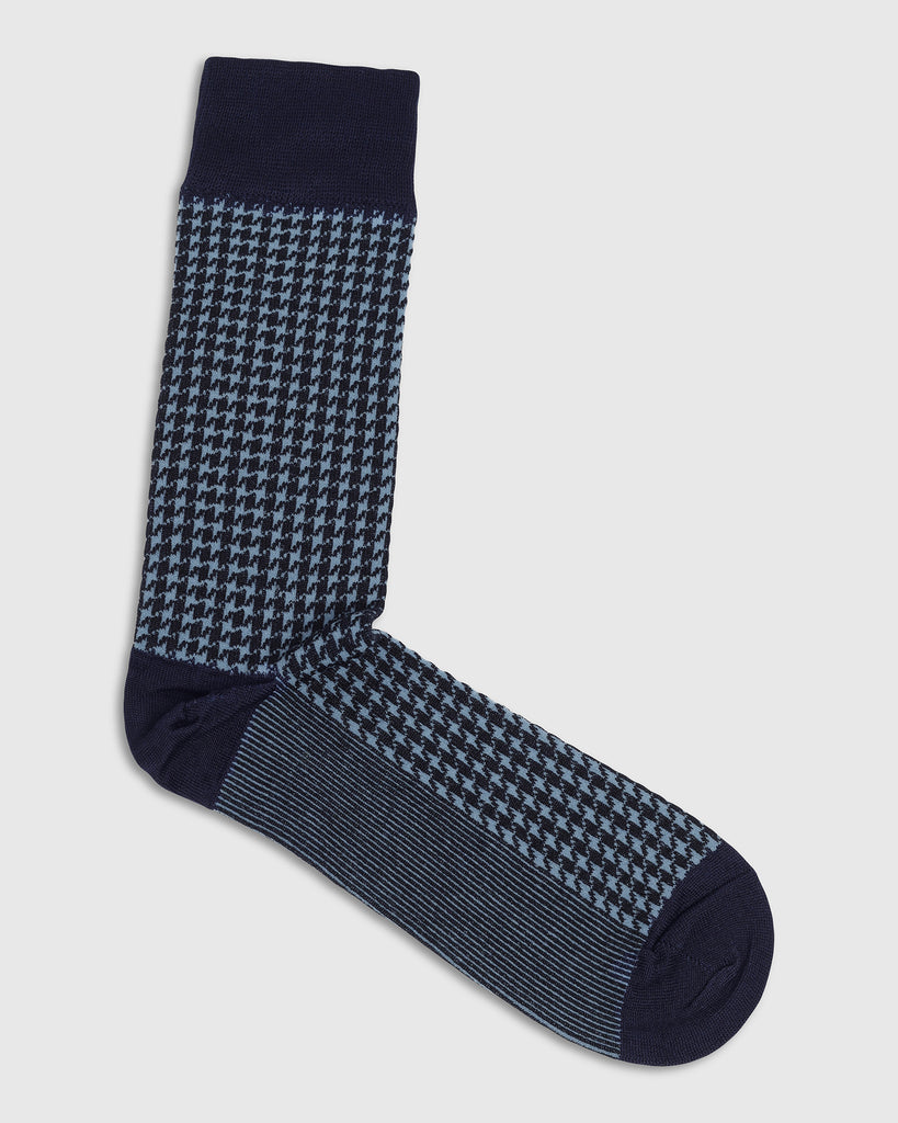 Cotton Blue Printed Socks - Tesla