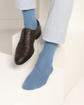 Cotton Blue Knitted Socks - Thai