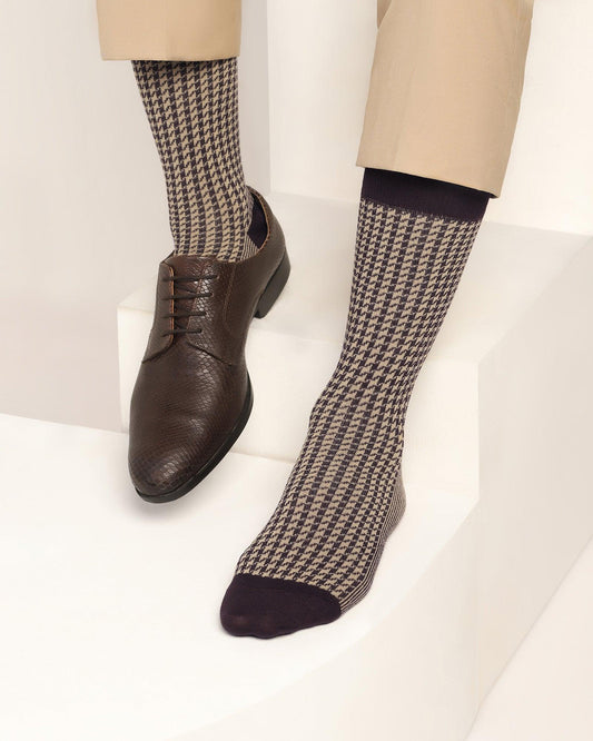 Cotton Brown Knitted Socks - Tesla