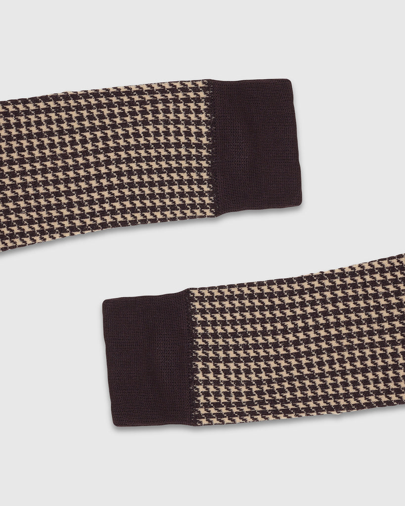 Cotton Brown Printed Socks - Tesla