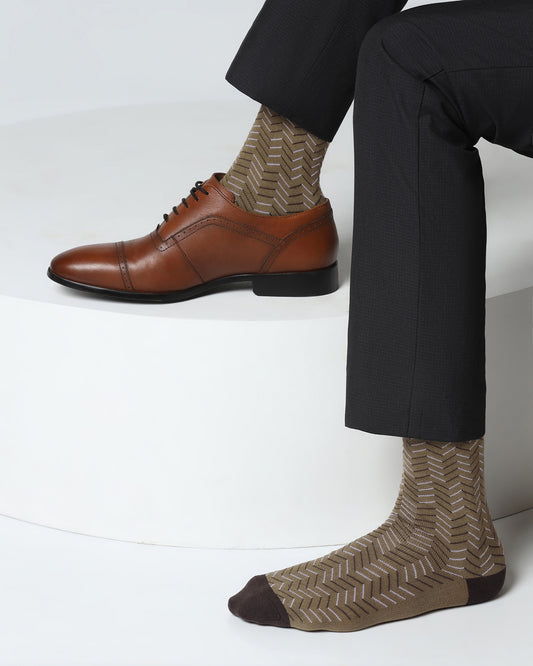 Cotton Brown Knitted Socks - Varya