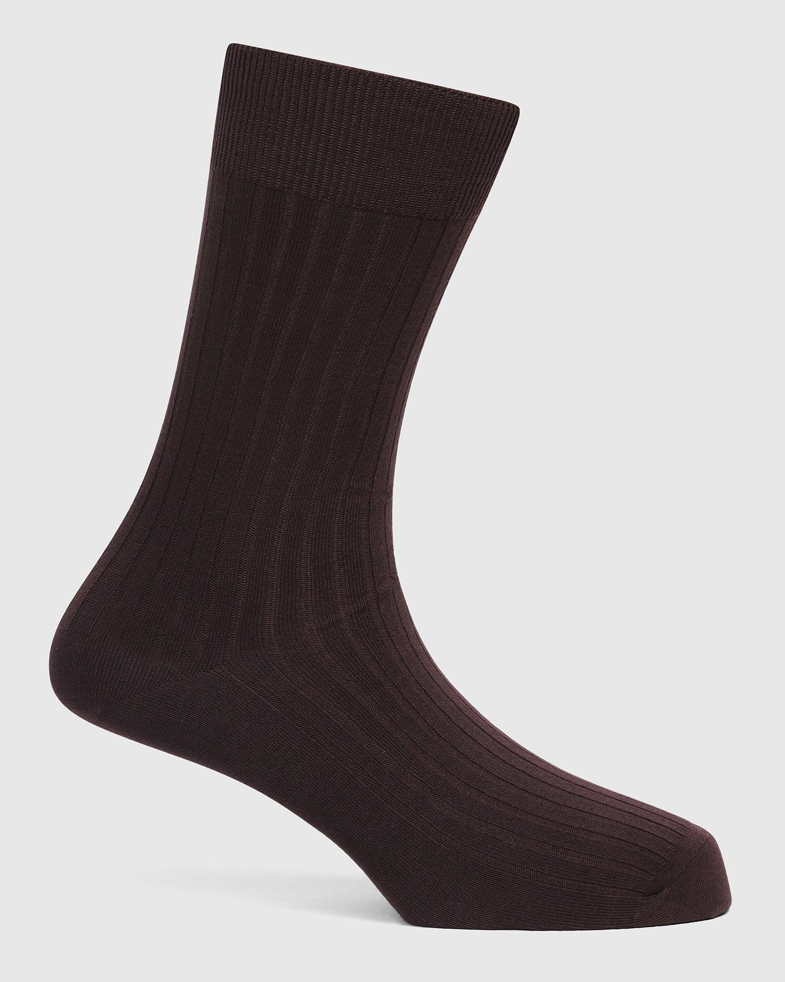 Cotton Chocolate Brown Knitted Socks - Thai