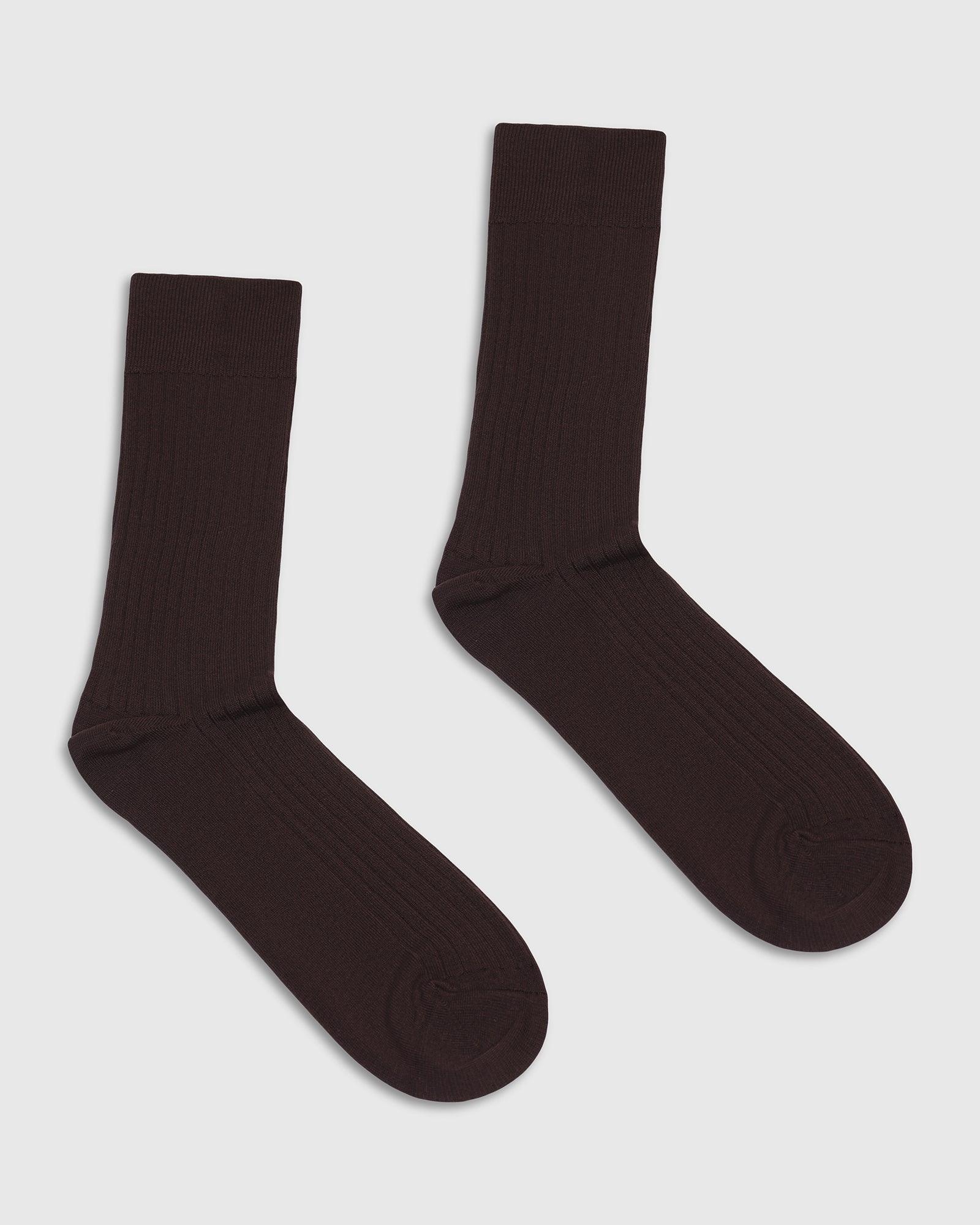 Cotton Chocolate Brown Knitted Socks - Thai
