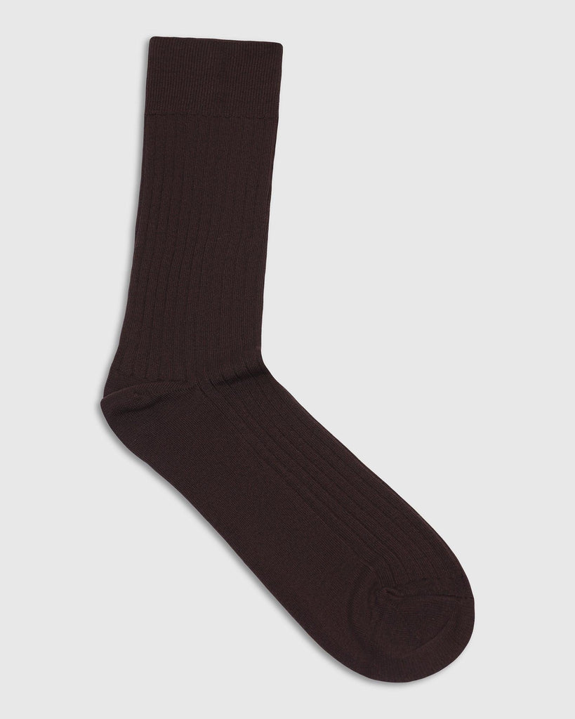 Cotton Chocolate Brown Printed Socks - Thai