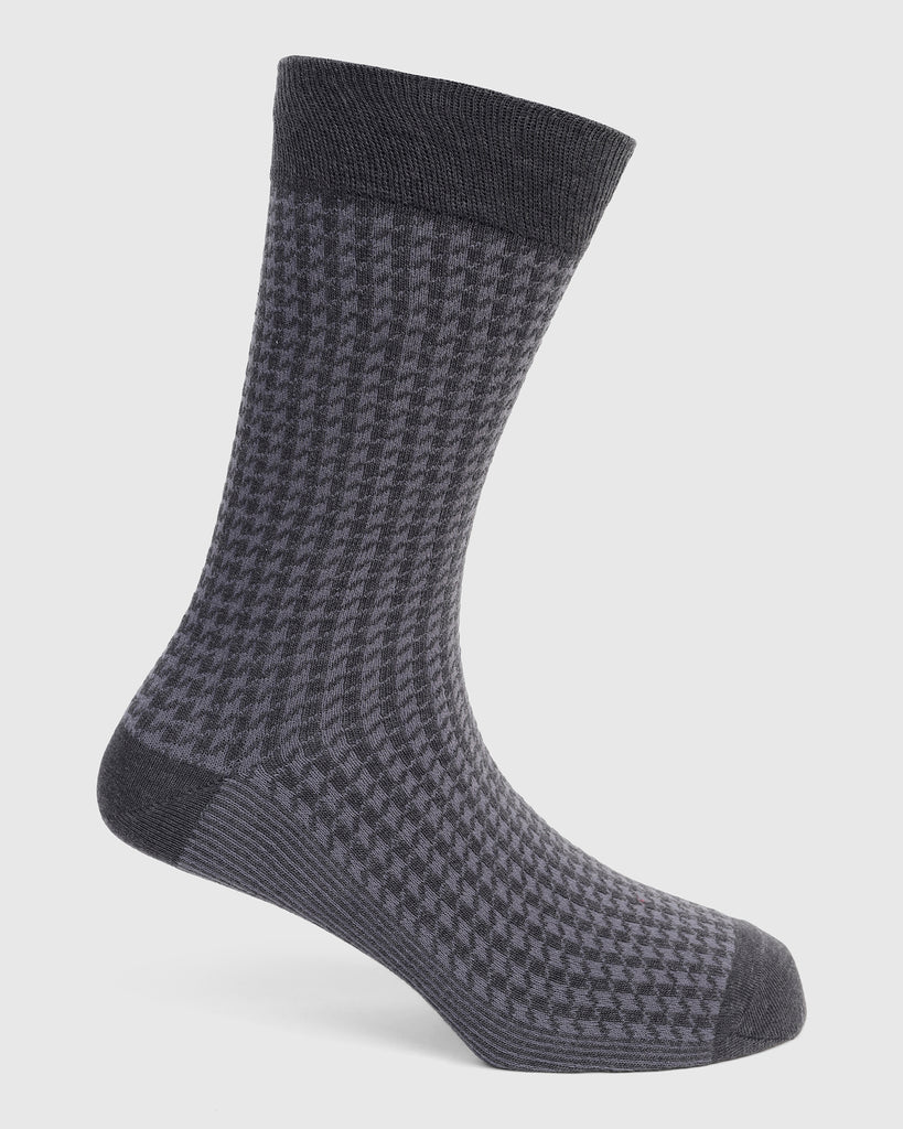 Cotton Dark Grey Printed Socks - Tesla