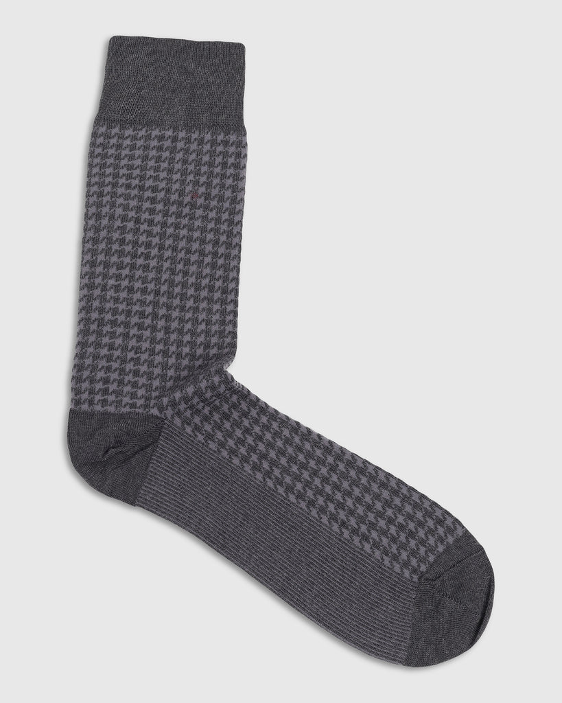 Cotton Dark Grey Printed Socks - Tesla