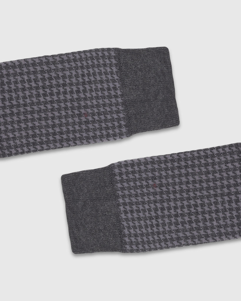 Cotton Dark Grey Printed Socks - Tesla