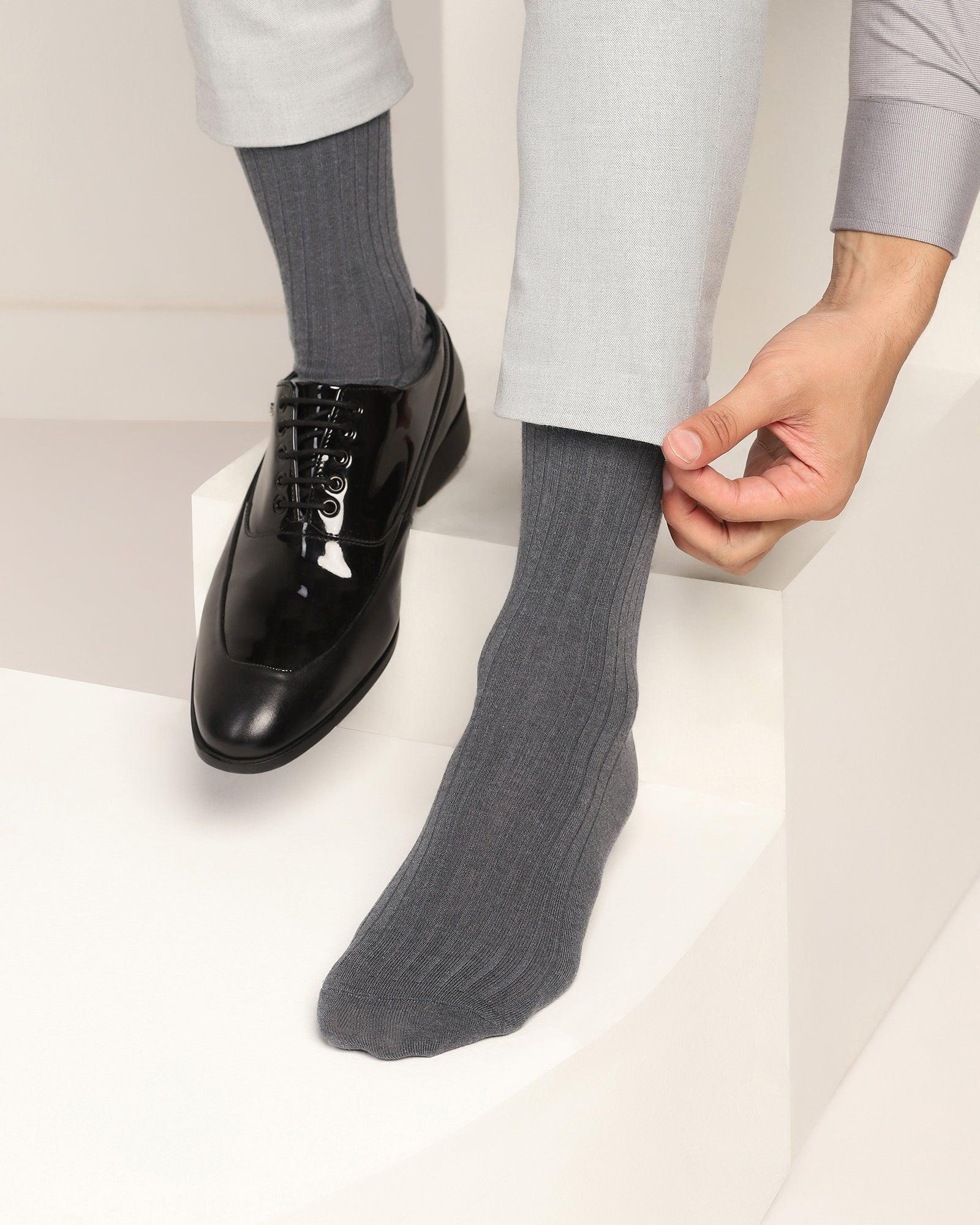 dark grey dress socks Solid Color Mid-Calf (Crew) Mens Dress Socks Classic (US 7-11)