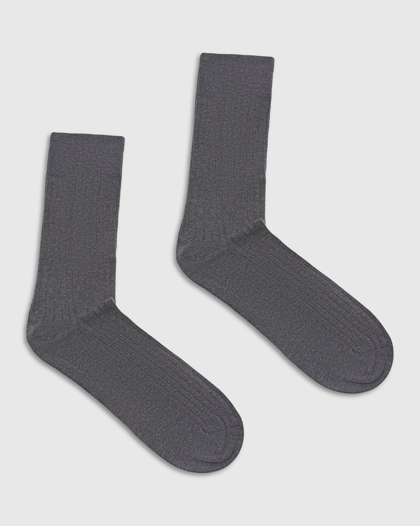 Cotton Dark Grey Printed Socks - Thai