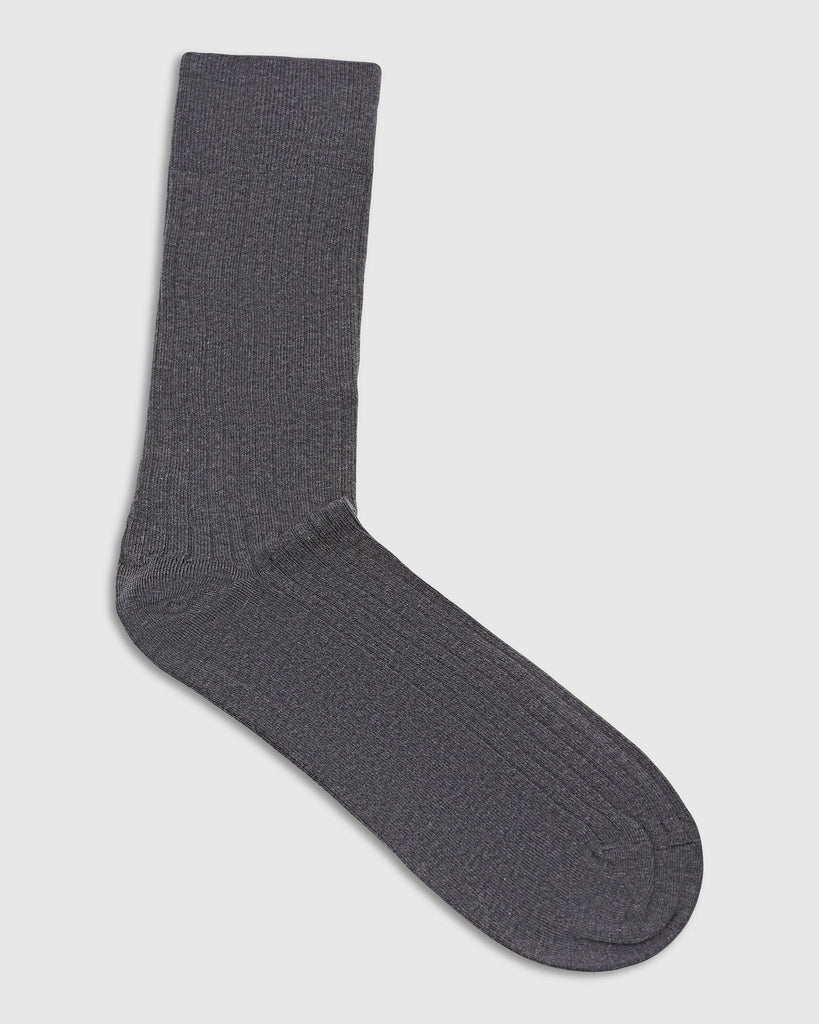 Cotton Dark Grey Printed Socks - Thai