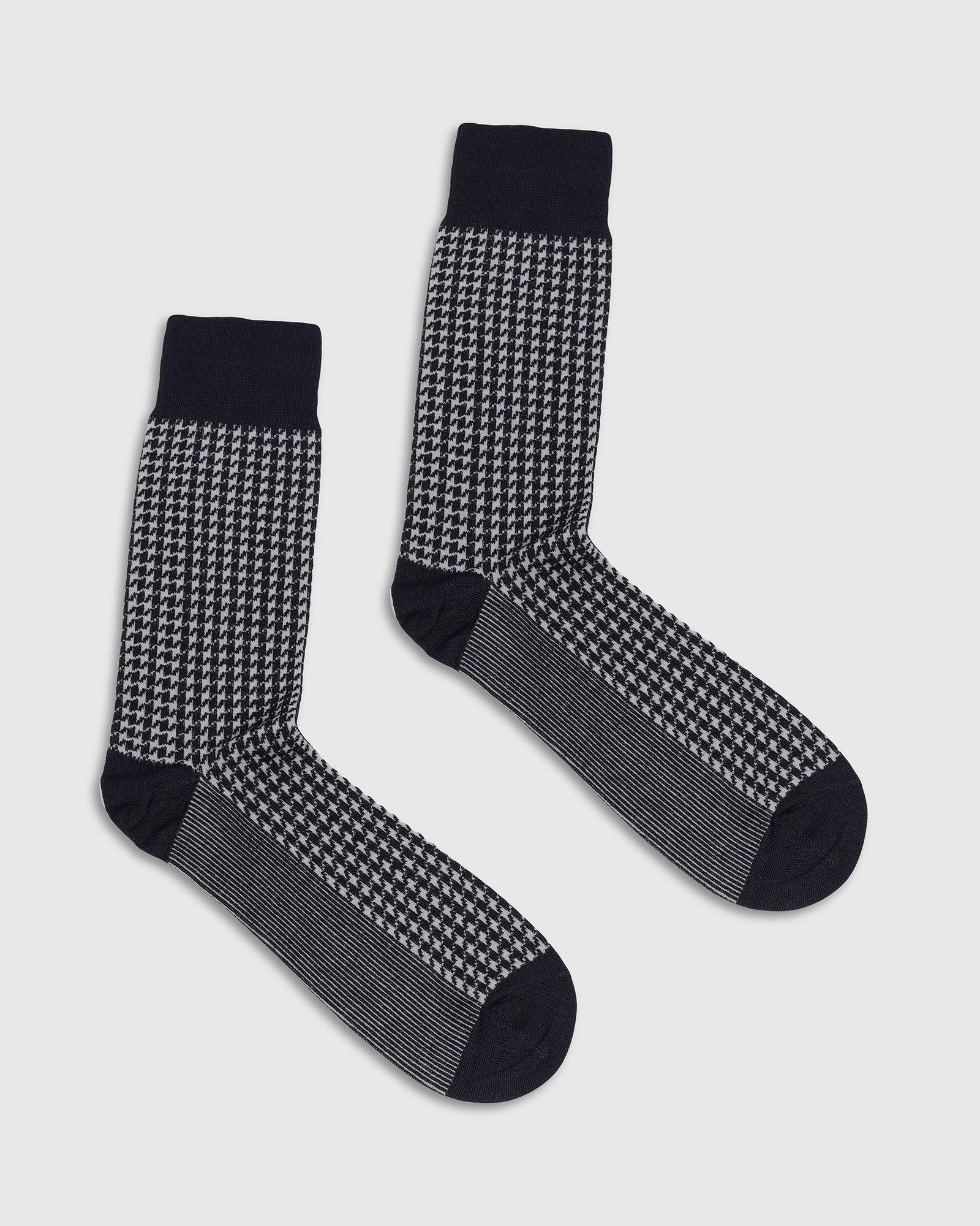 Cotton Dark Navy Printed Socks - Tesla