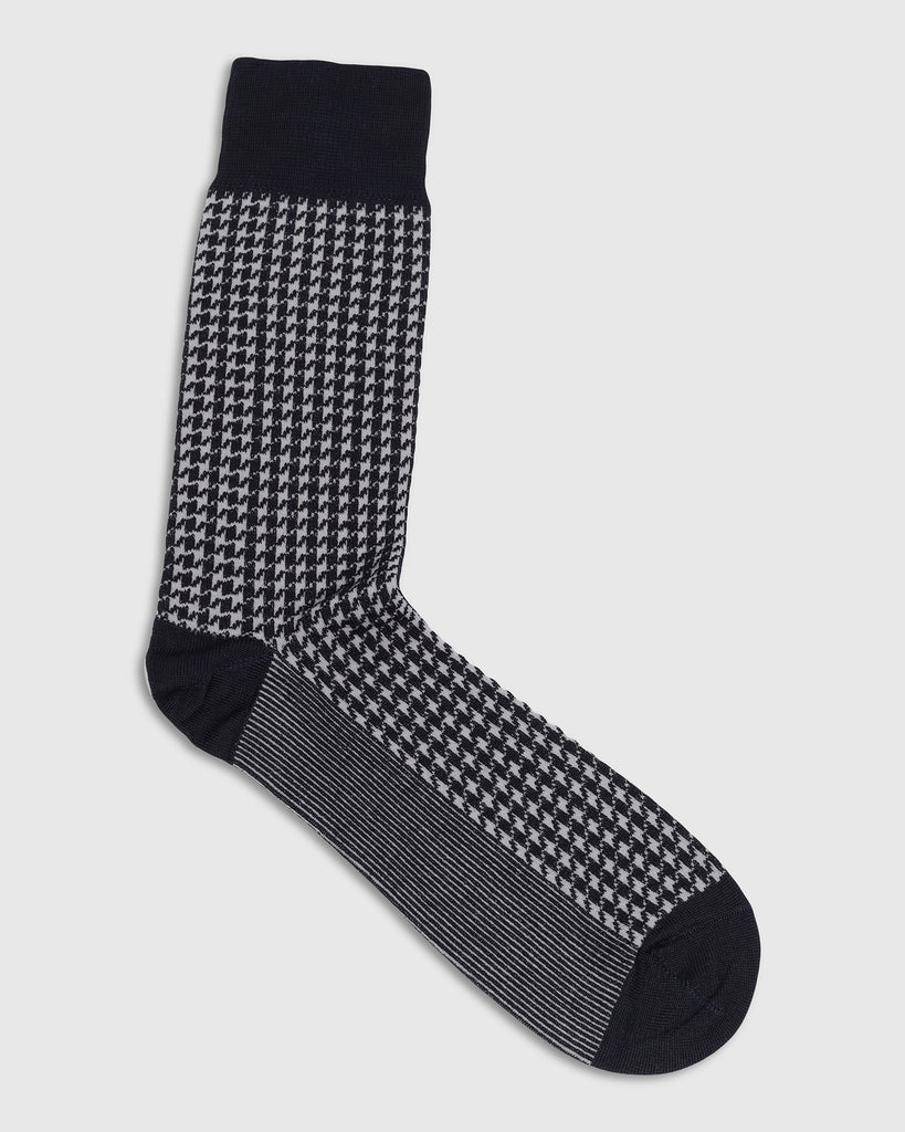 Cotton Dark Navy Printed Socks - Tesla