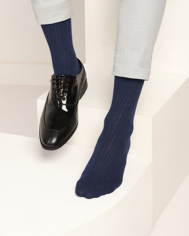 Cotton Dark Navy Textured Socks - Turkey