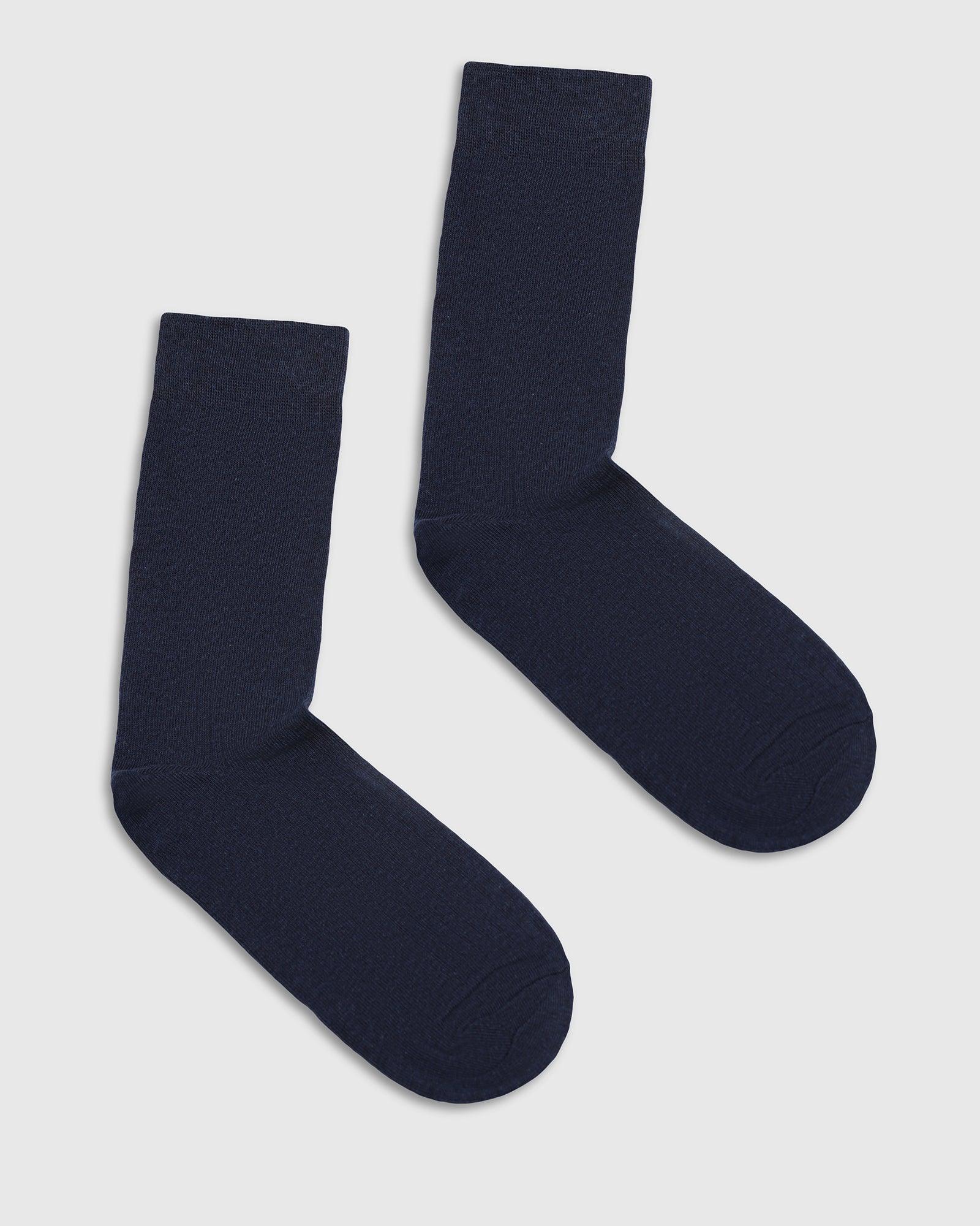 Cotton Dark Navy Knitted Socks - Turkey