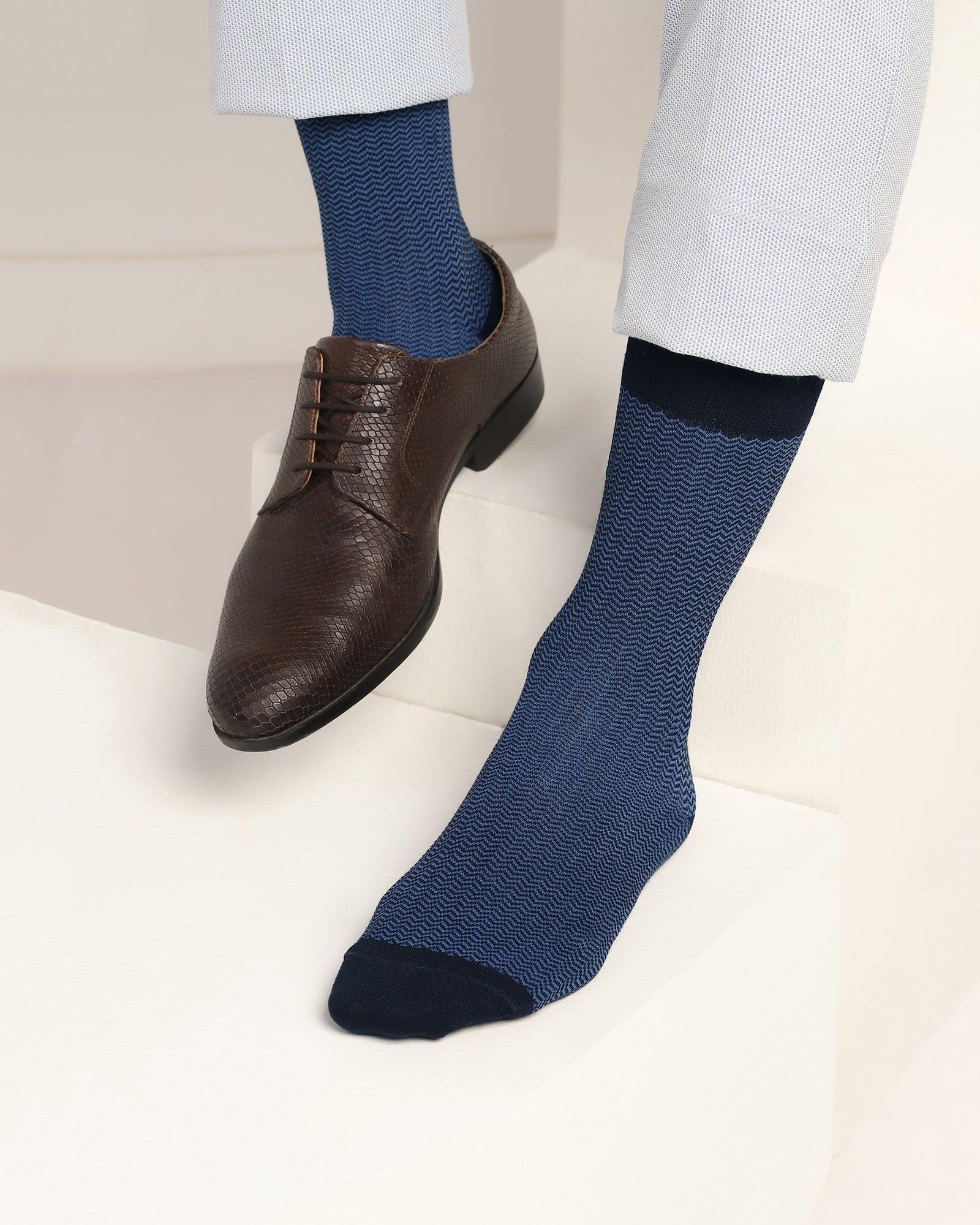 Cotton Dark Navy Printed Socks - Tusken