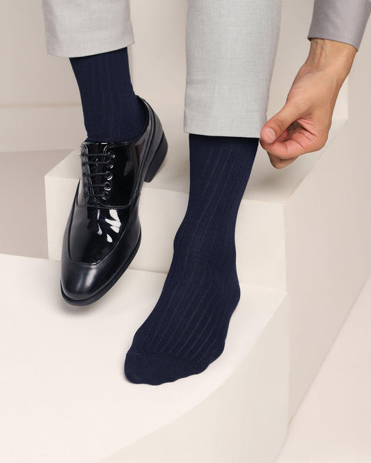 Cotton Deep Navy Knitted Socks - Thai