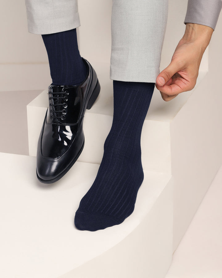 Cotton Deep Navy Printed Socks - Thai