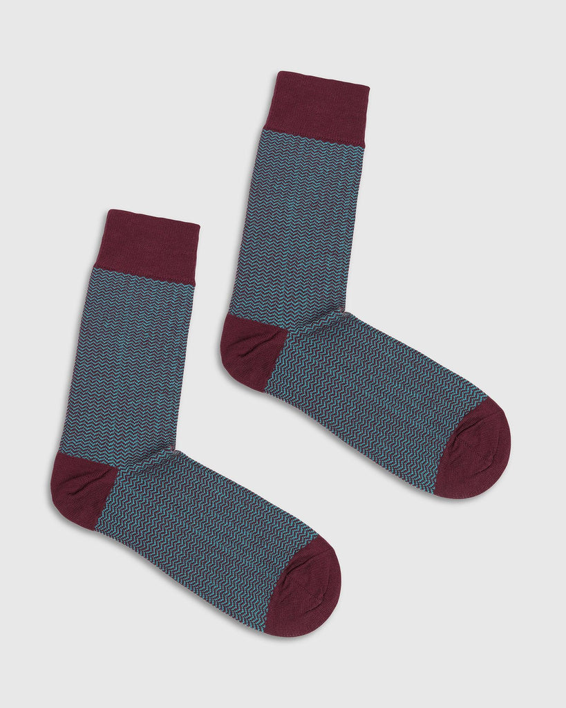 Cotton Dark Wine Printed Socks - Tusken