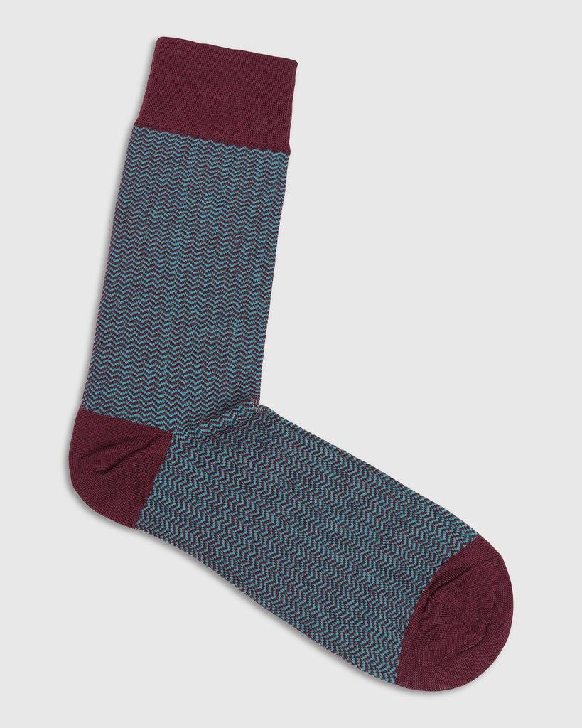 Cotton Dark Wine Printed Socks - Tusken