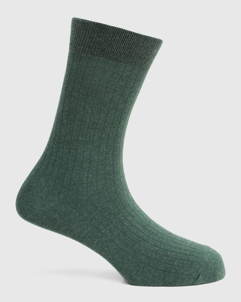 Cotton Forest Green Textured Socks - Turkey