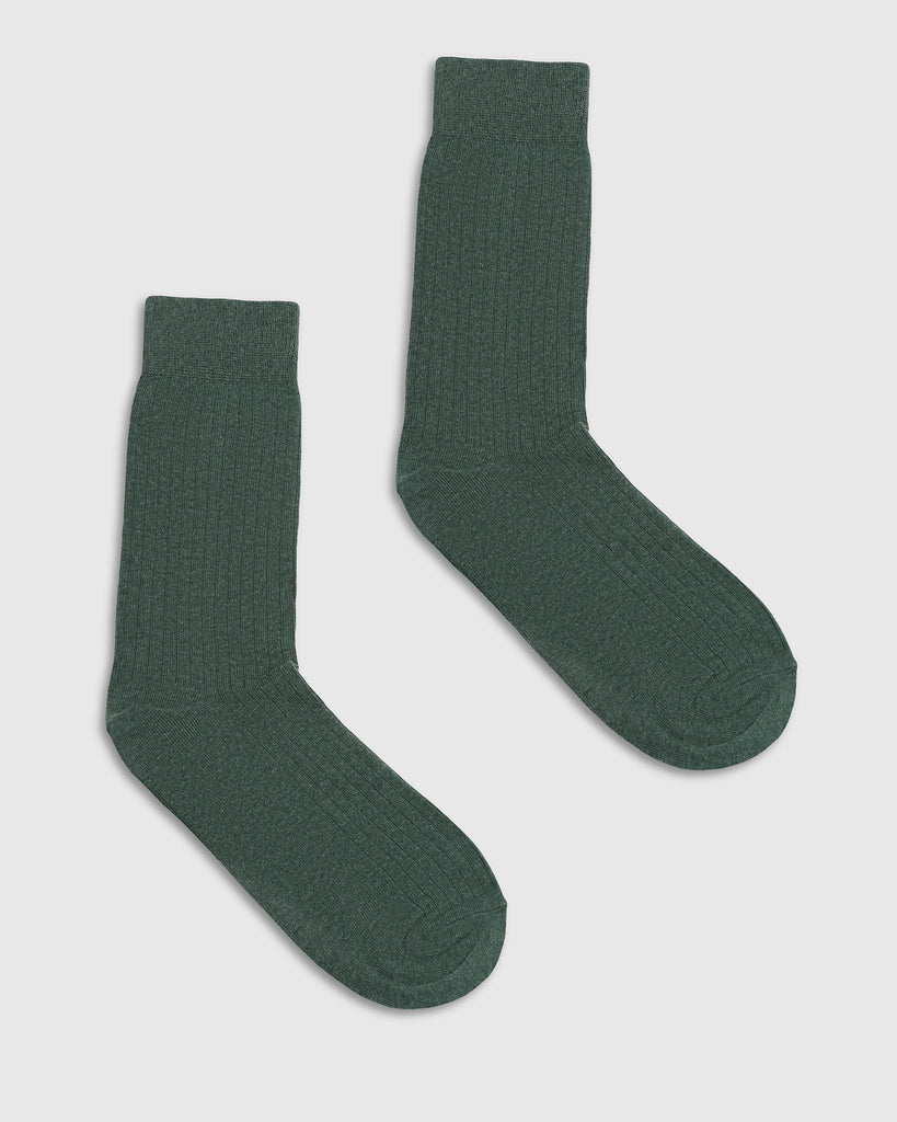 Cotton Forest Green Textured Socks - Turkey