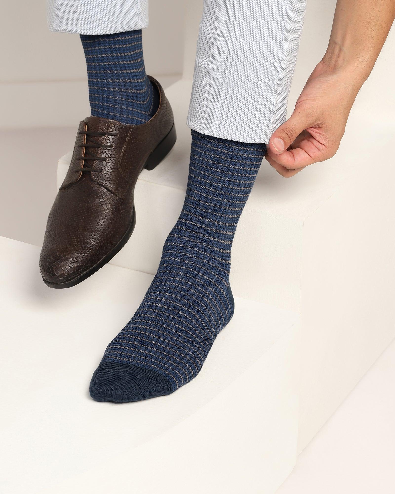 Cotton Galactic Blue Knitted Socks - Tauro