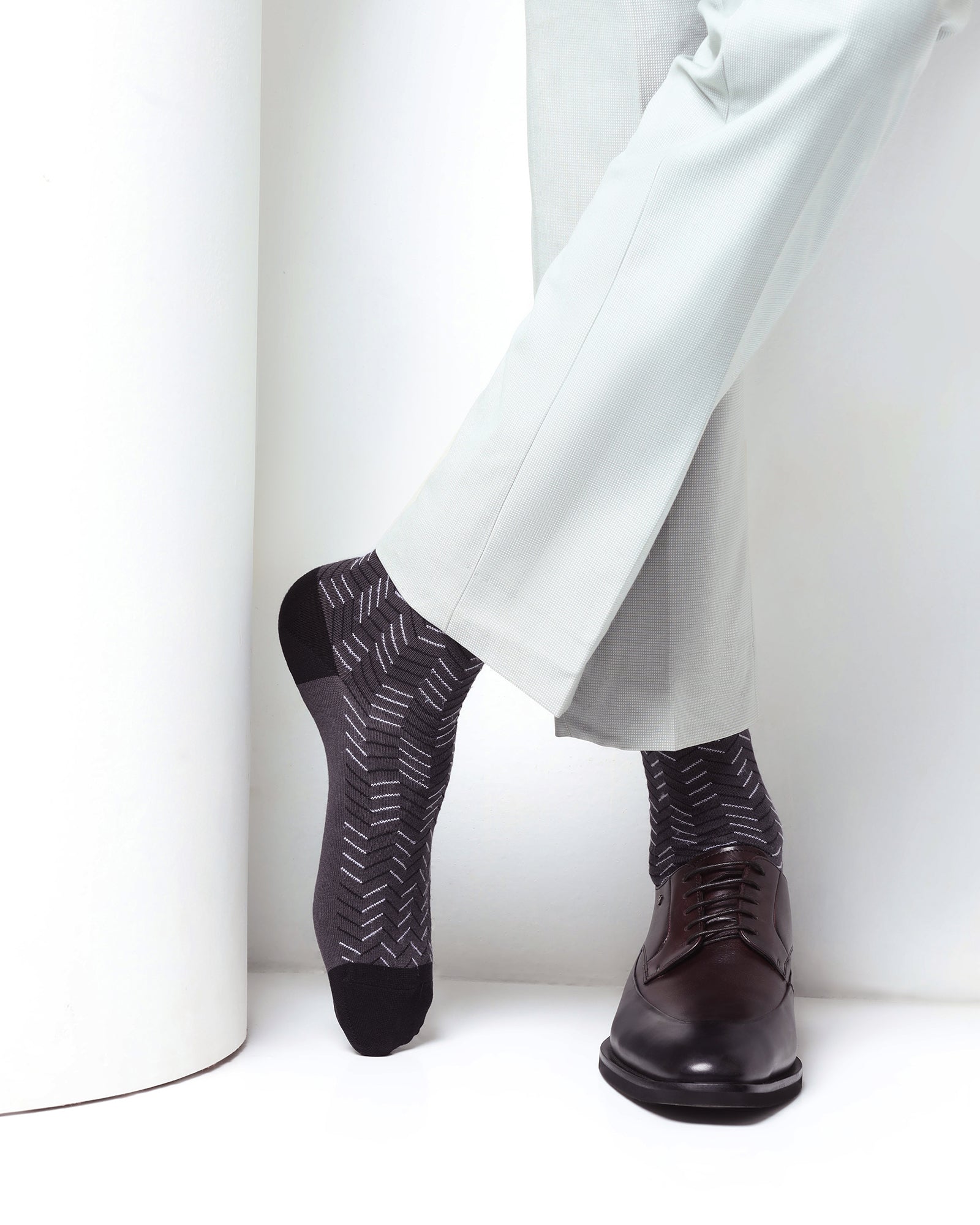 Cotton Grey Knitted Socks - Varya