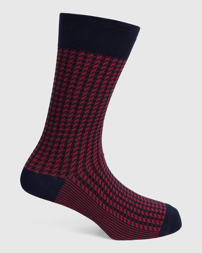 Cotton Maroon Printed Socks - Tesla