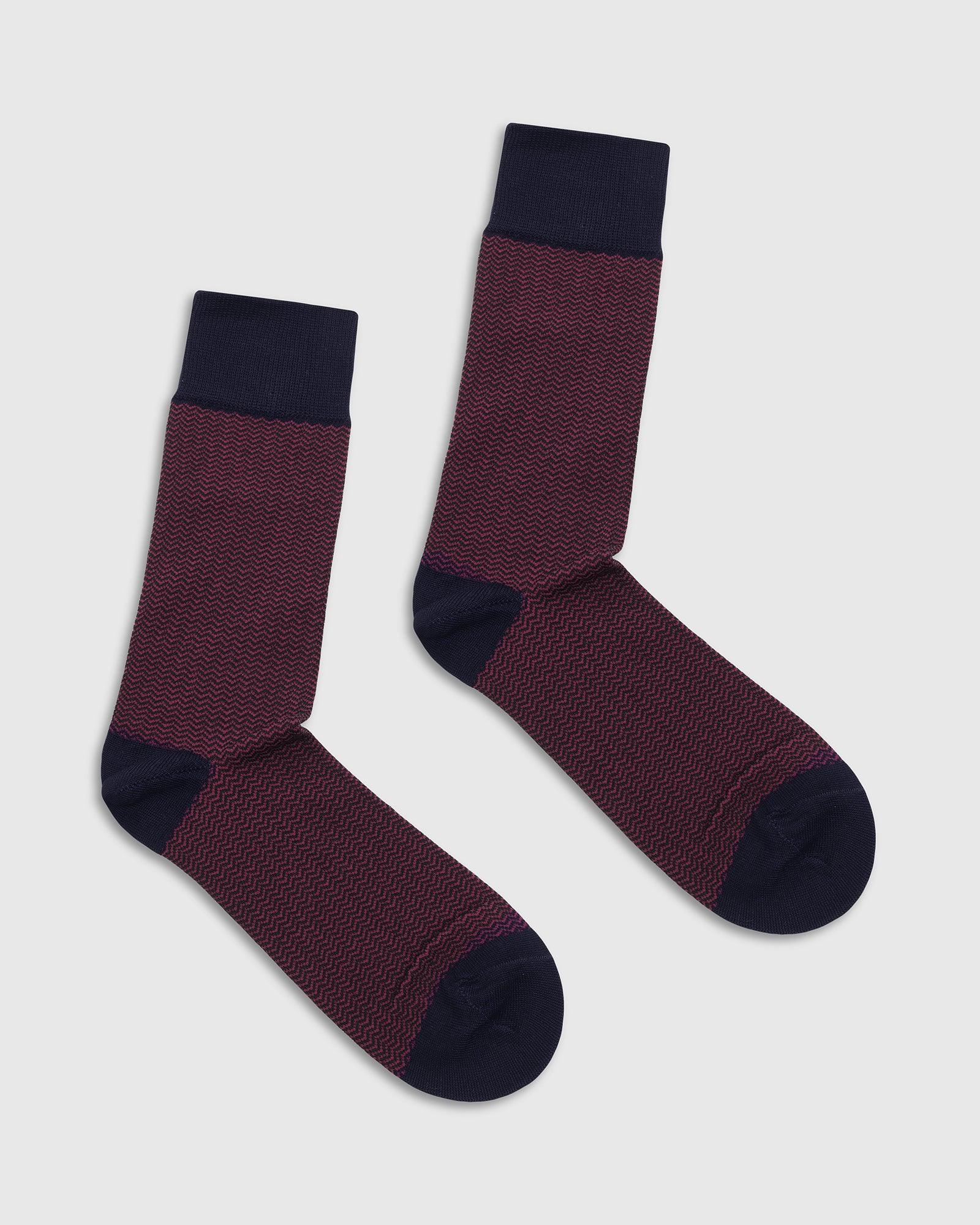 Cotton Maroon Printed Socks - Tusken