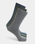 Mercerised Cotton Crew Length Socks Pack of 3 - Aki