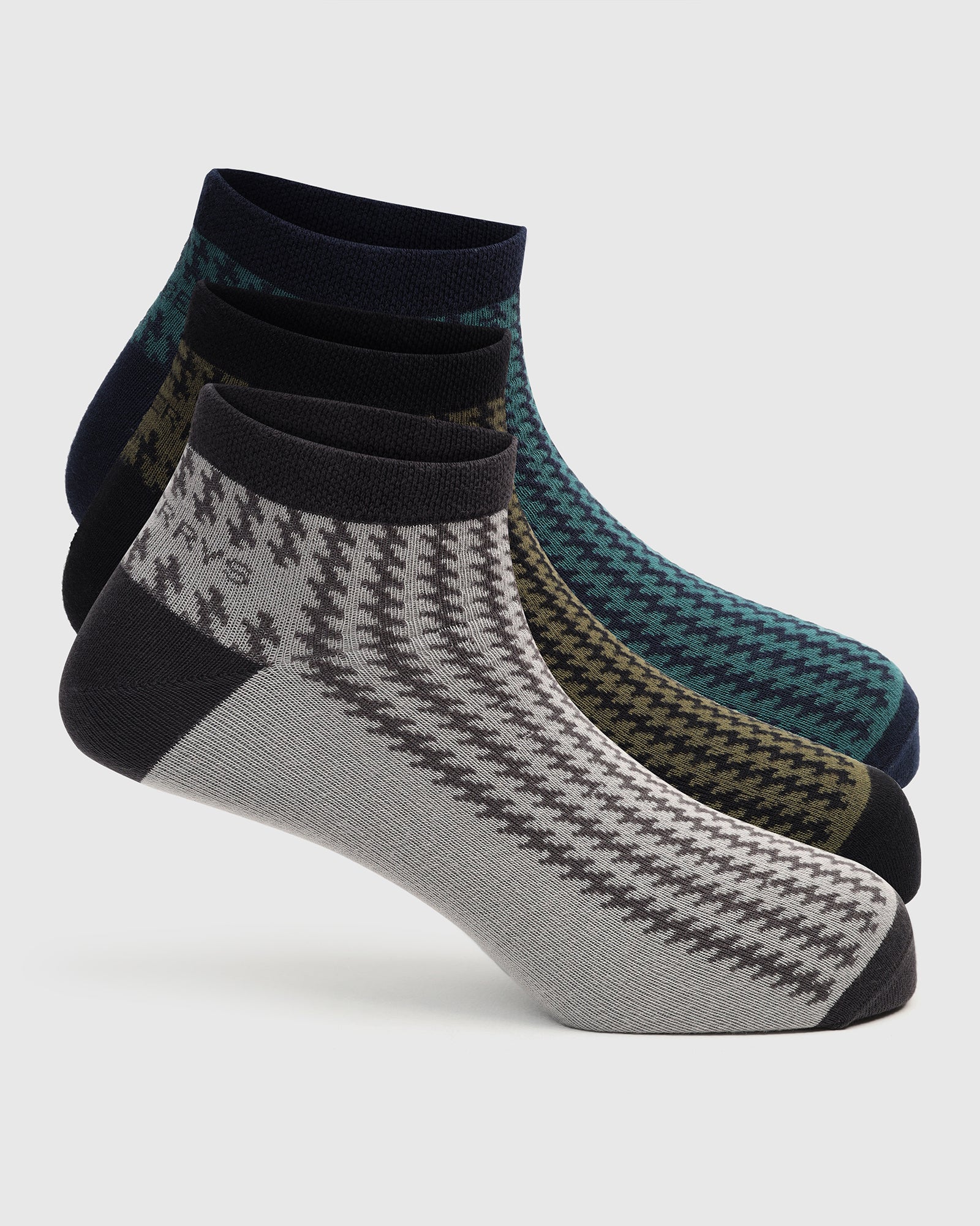 Combed Cotton Ankle Length Socks Pack of 3 - Wigeon