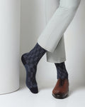 Cotton Navy Knitted Socks - Varya
