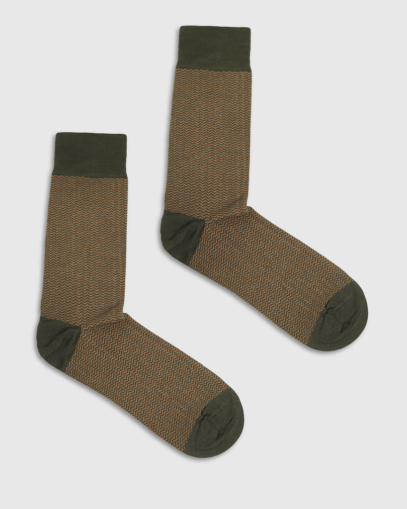 Cotton Olive Printed Socks - Tusken