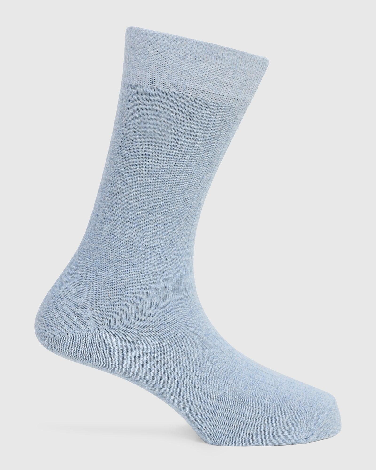 Cotton Shadow Blue Knitted Socks - Turkey