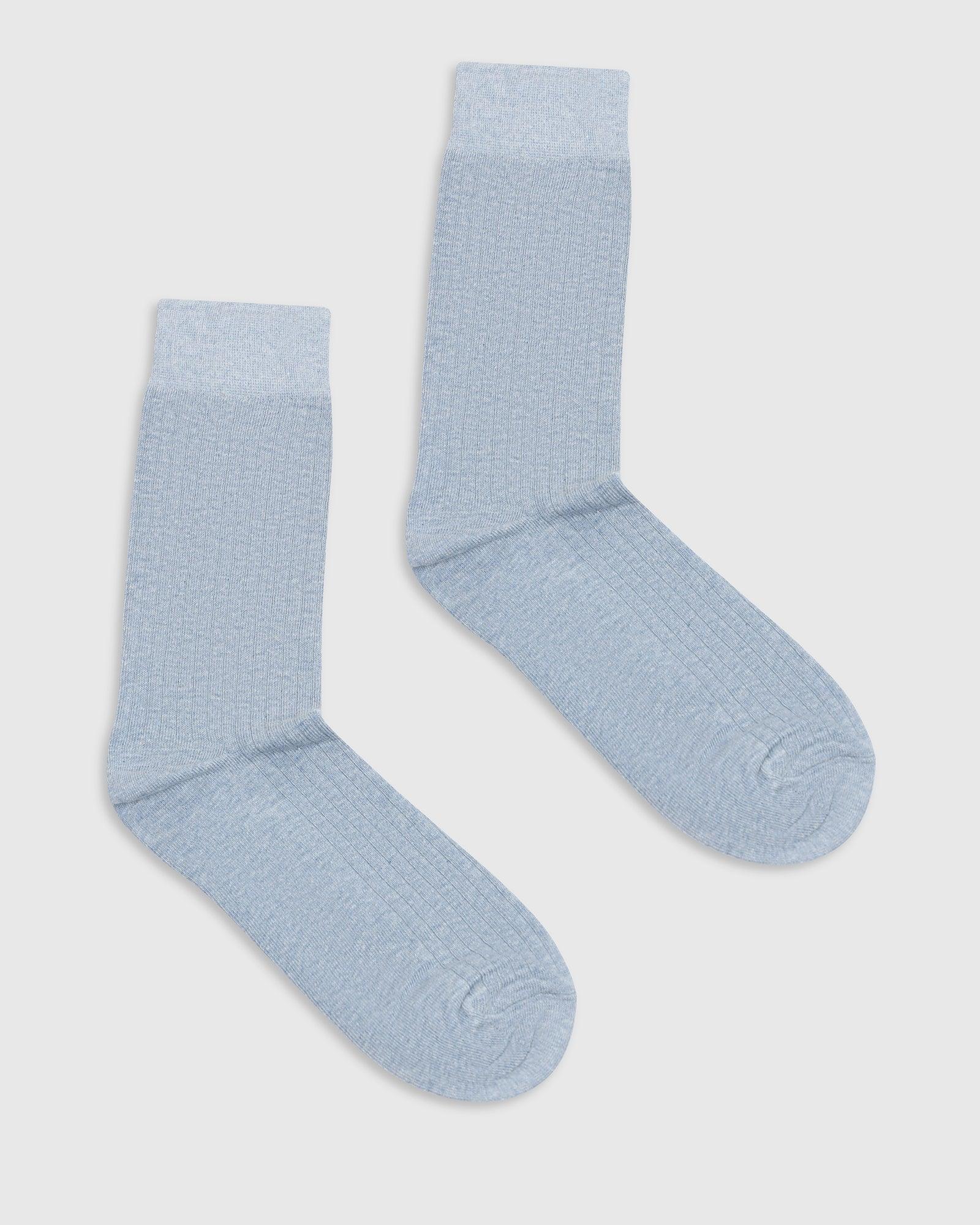 Cotton Shadow Blue Knitted Socks - Turkey