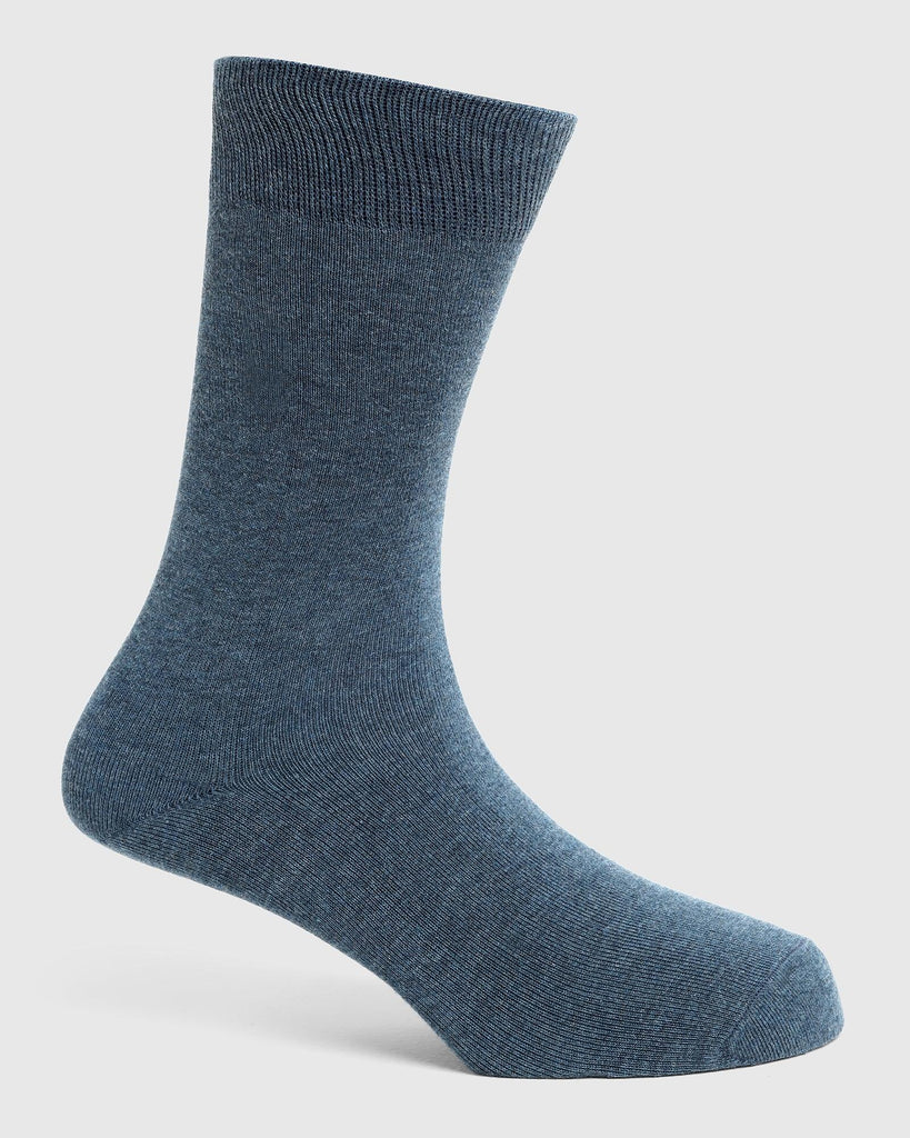 Cotton Dusk Blue Solid Socks - Raylly