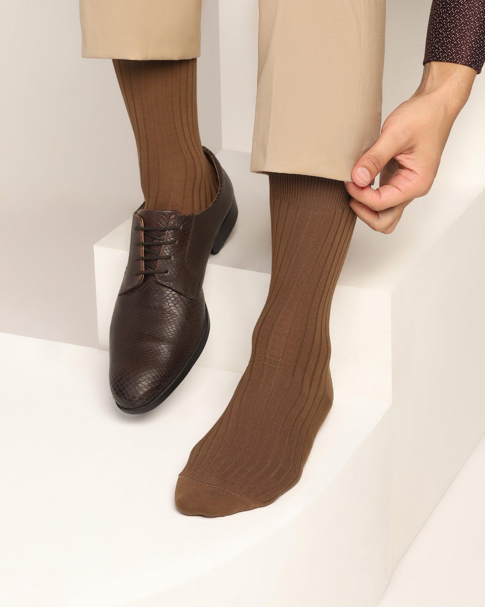 Cotton Tobacco Brown Knitted Socks Thai